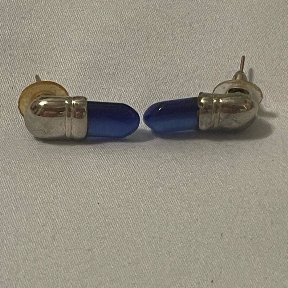 Silver and Blue Stud Earrings